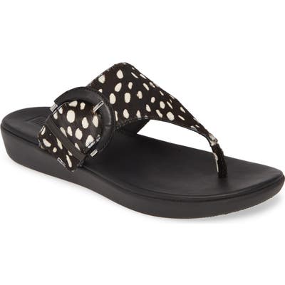 Fitflop Annelia Buckle Genuine Calf Hair Flip Flop, Black