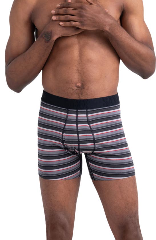 Saxx College Stripe Droptemp Cooling Cotton Blend Slim Fit Boxer Briefs In College Stripe- Grey