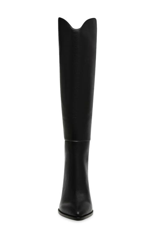 Shop Steve Madden Bixby Pointed Toe Knee High Boot In Black Leather