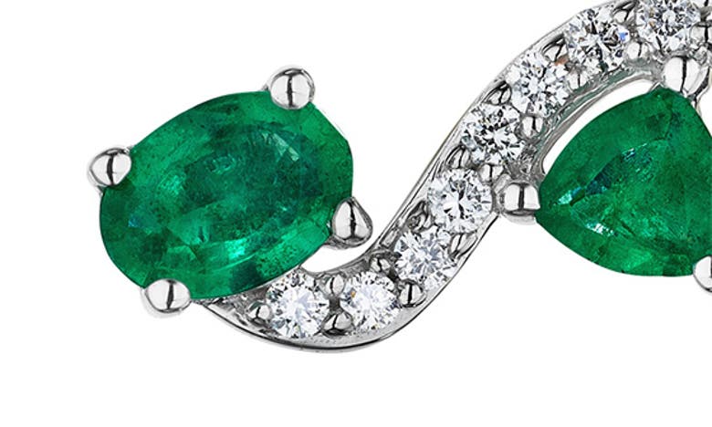 Shop Hueb Mirage Emerald & Diamond Ear Crawlers In White Gold