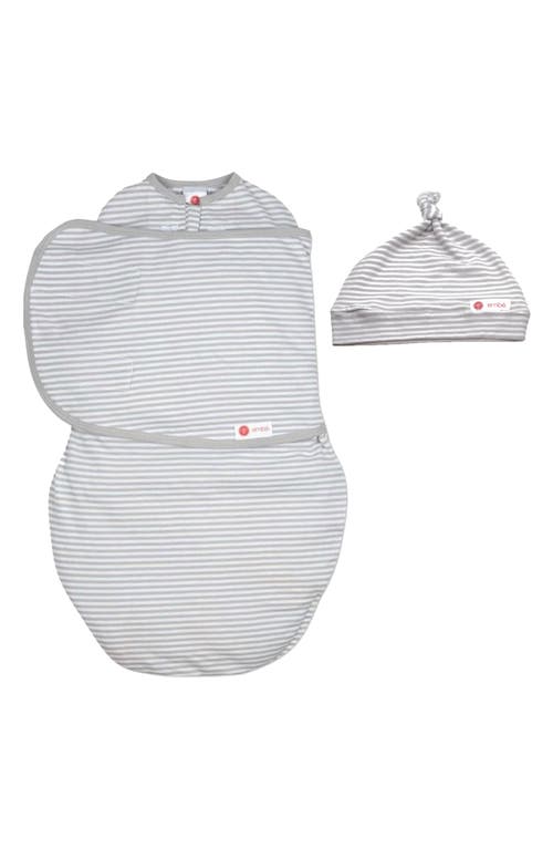 embé Starter 2-Way Swaddle & Hat Set in Gray Stripe at Nordstrom, Size 0-3 M