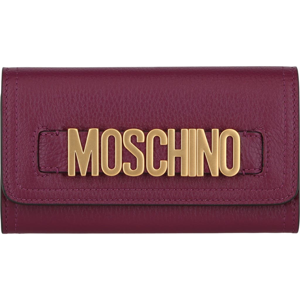 Moschino Leather Flap Wallet In Burgundy