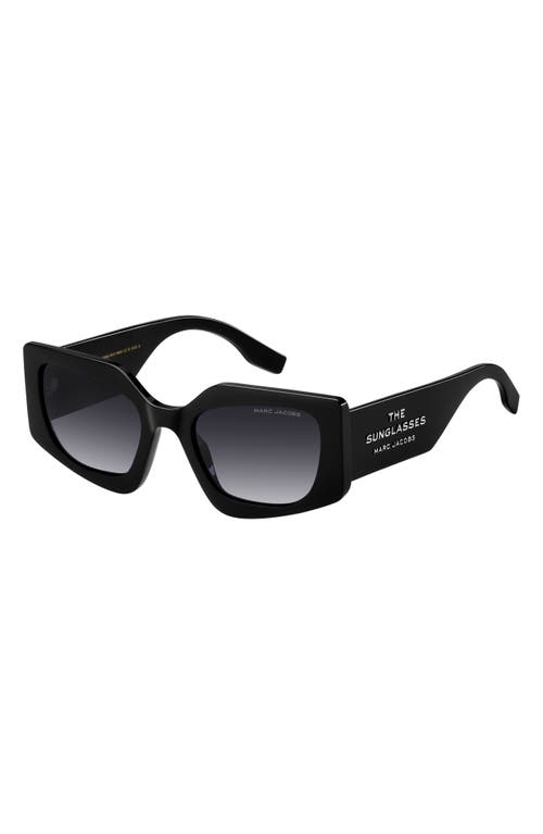 Marc Jacobs 53mm Gradient Rectangular Sunglasses In Black/dark Grey Sf