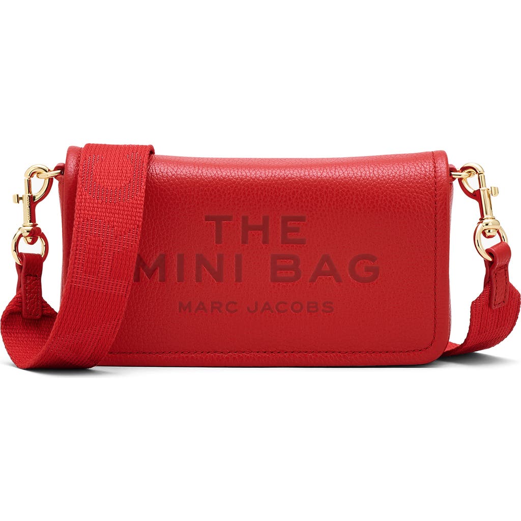Marc Jacobs The Mini Grained Leather Crossbody Bag In True Red