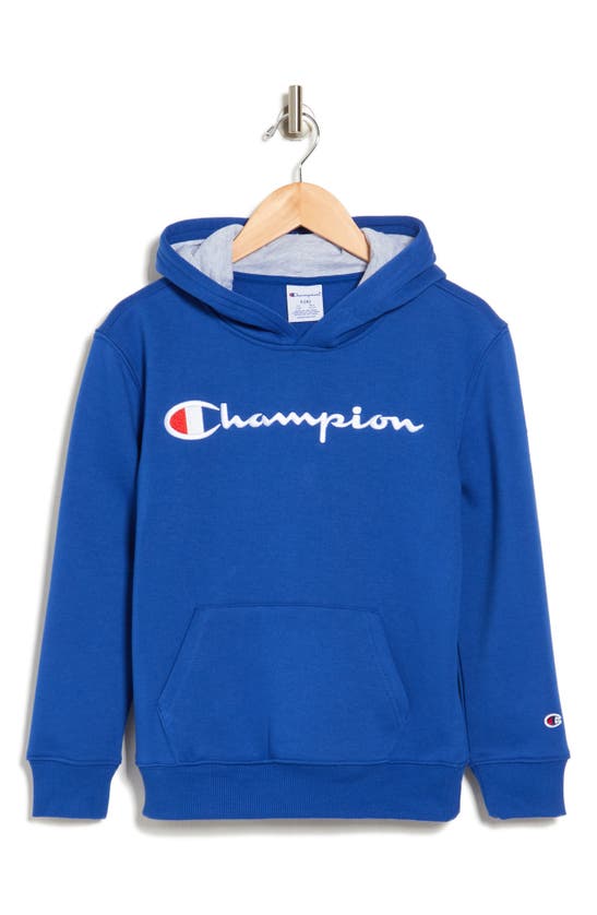Shop Champion Kids' Fleece Hooded Pullover In Surf The Web