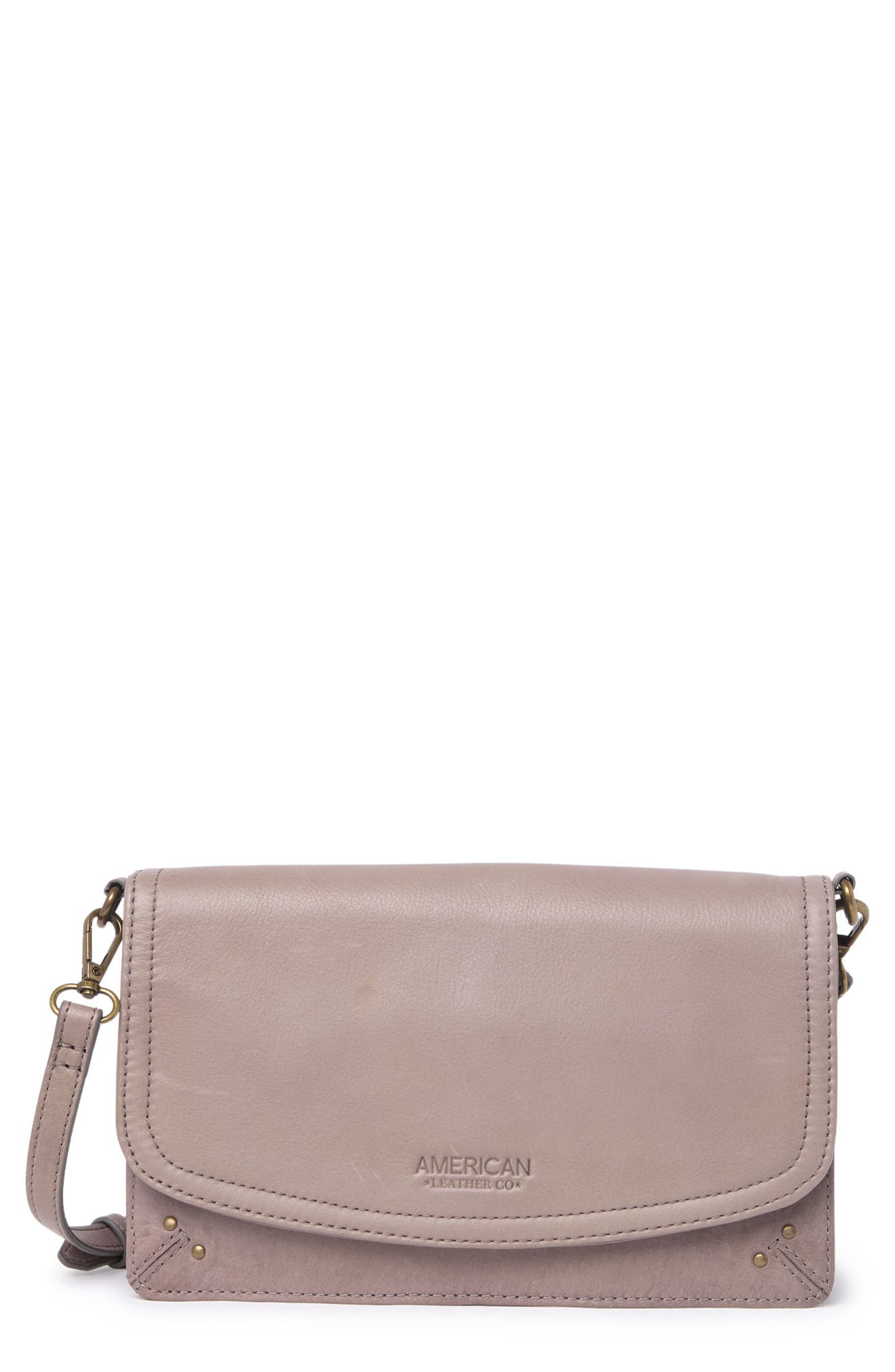 American Leather Co. Brenton Leather Crossbody Bag In Ash Grey Smooth