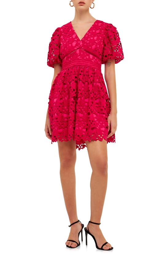 Endless Rose Puff Sleeve Lace Minidress In Violet