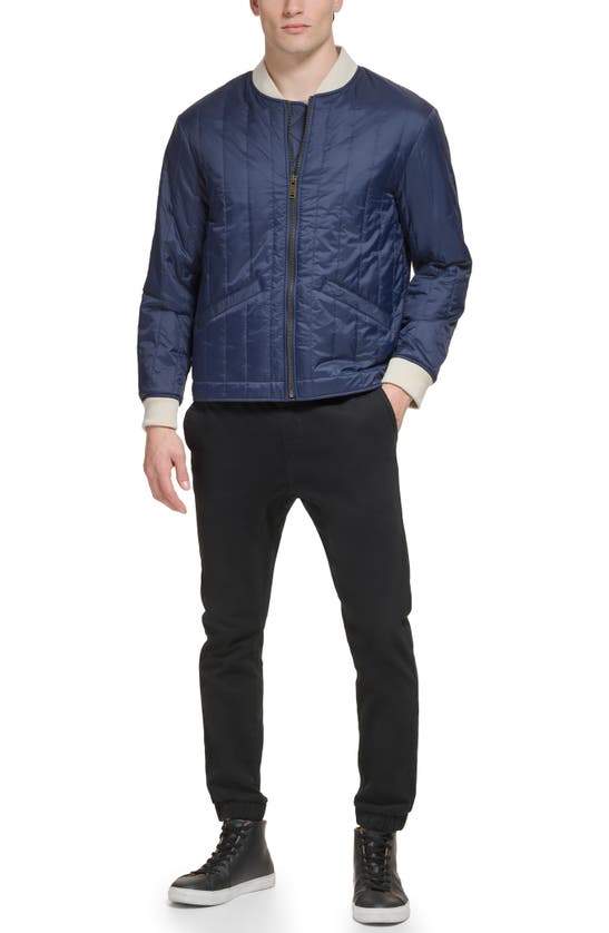 Dockers Nylon Quilted Bomber Jacket In Navy