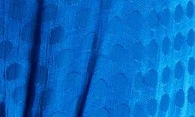 Shop Chelsea28 Textured Dot Long Sleeve Satin Romper In Blue Marmara