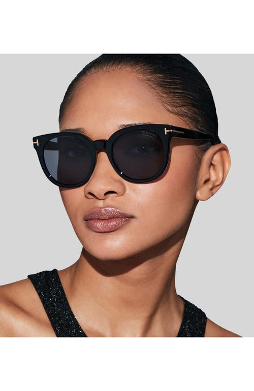 Shop Tom Ford Moira 53mm Polarized Butterfly Sunglasses In Shiny Black/smoke