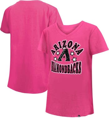 New Era Girls Youth New Era Pink Arizona Diamondbacks Jersey Stars V-Neck T- Shirt