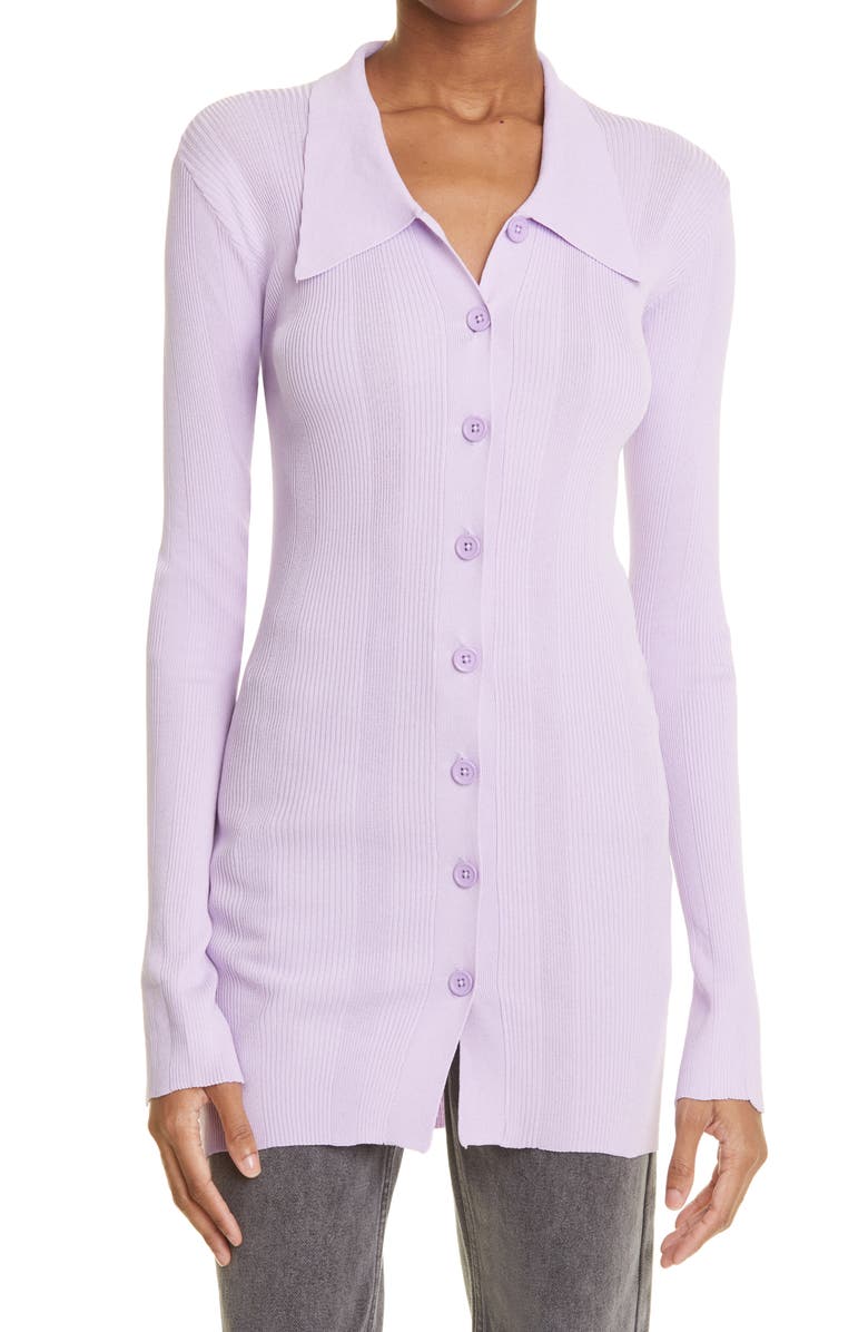 REMAIN BIRGER CHRISTENSEN Kulia Long Rib Cardigan, Main, color, PASTEL LILAC