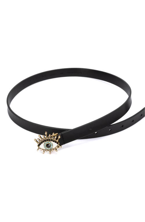 Kurt Geiger Reversible Evil Eye Belt In Black/antique Brass