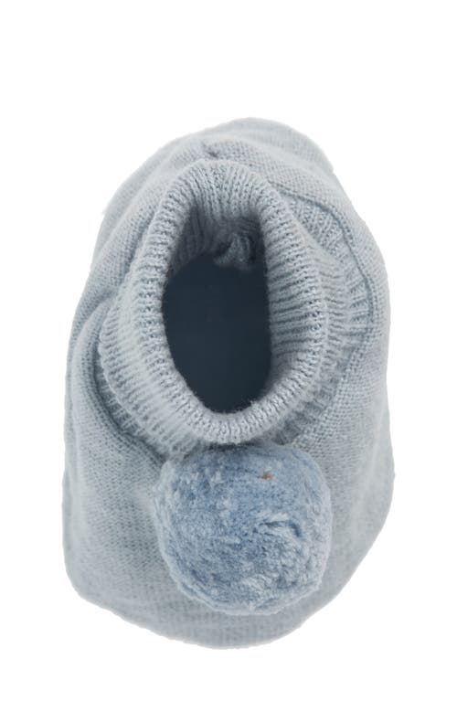 Pink Lemonade Pompom Cotton Bootie In Sky Blue