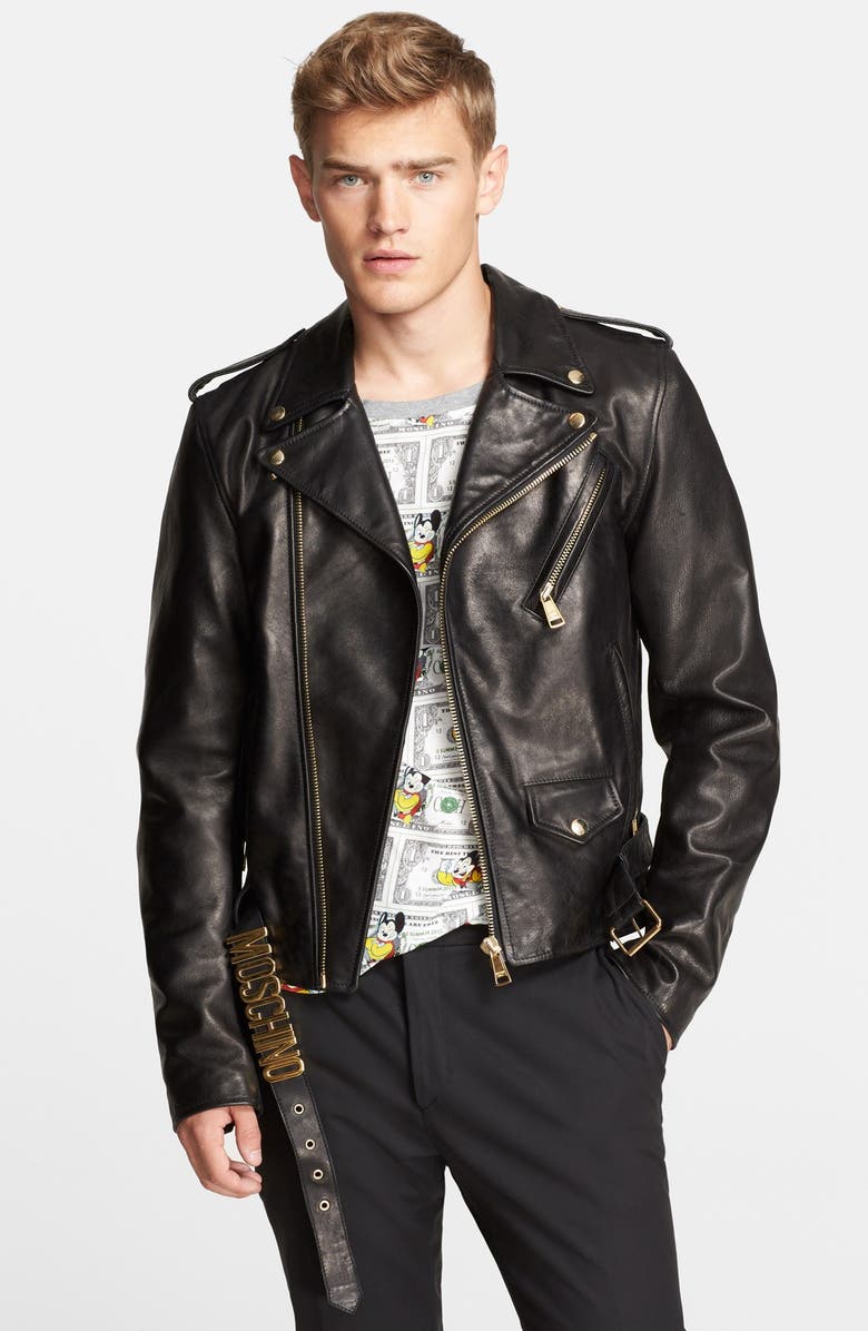 Moschino Leather Moto Jacket | Nordstrom
