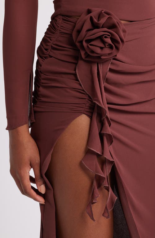 Mistress Rocks Lace Trim Stretch Satin Miniskirt In Sangria