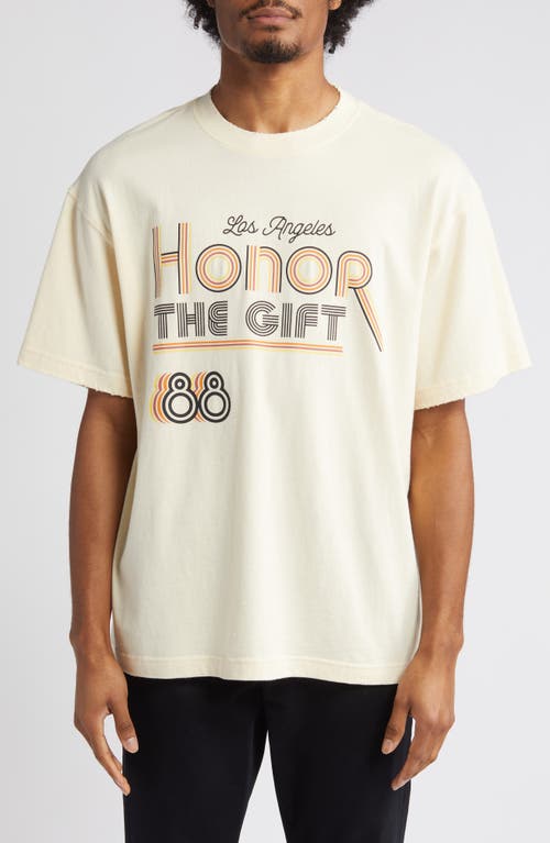 Retro Honor Ringer Graphic T-Shirt in Tan