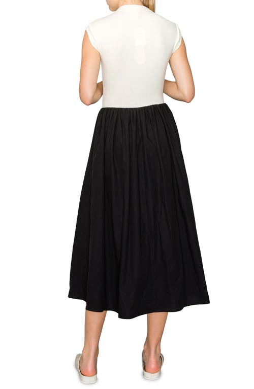 Shop Melloday Mixed Media Sleeveless Midi Dress In White/black