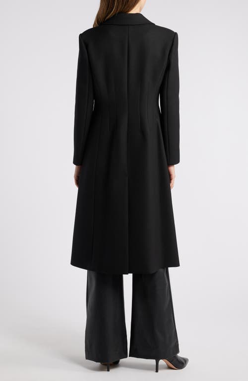 Shop Bcbg Double Breasted Coat In Black Twill