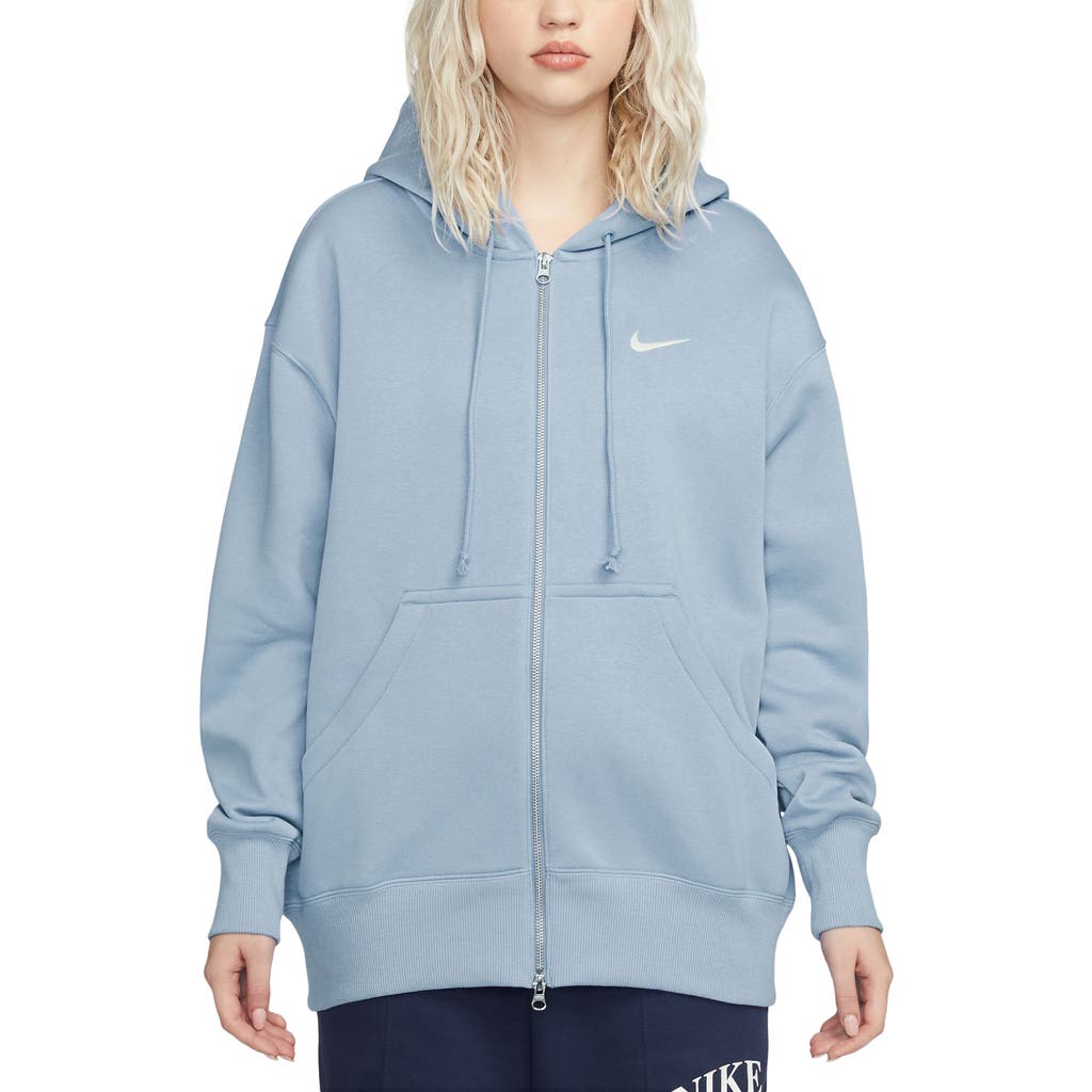 Nike Sportswear Phoenix Fleece Full Zip Hoodie In Lt Armory Blue/sail