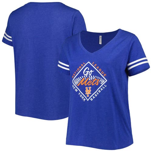 Women's Soft as a Grape Royal New York Mets Plus Size V-Neck Jersey T-Shirt in Heather Royal