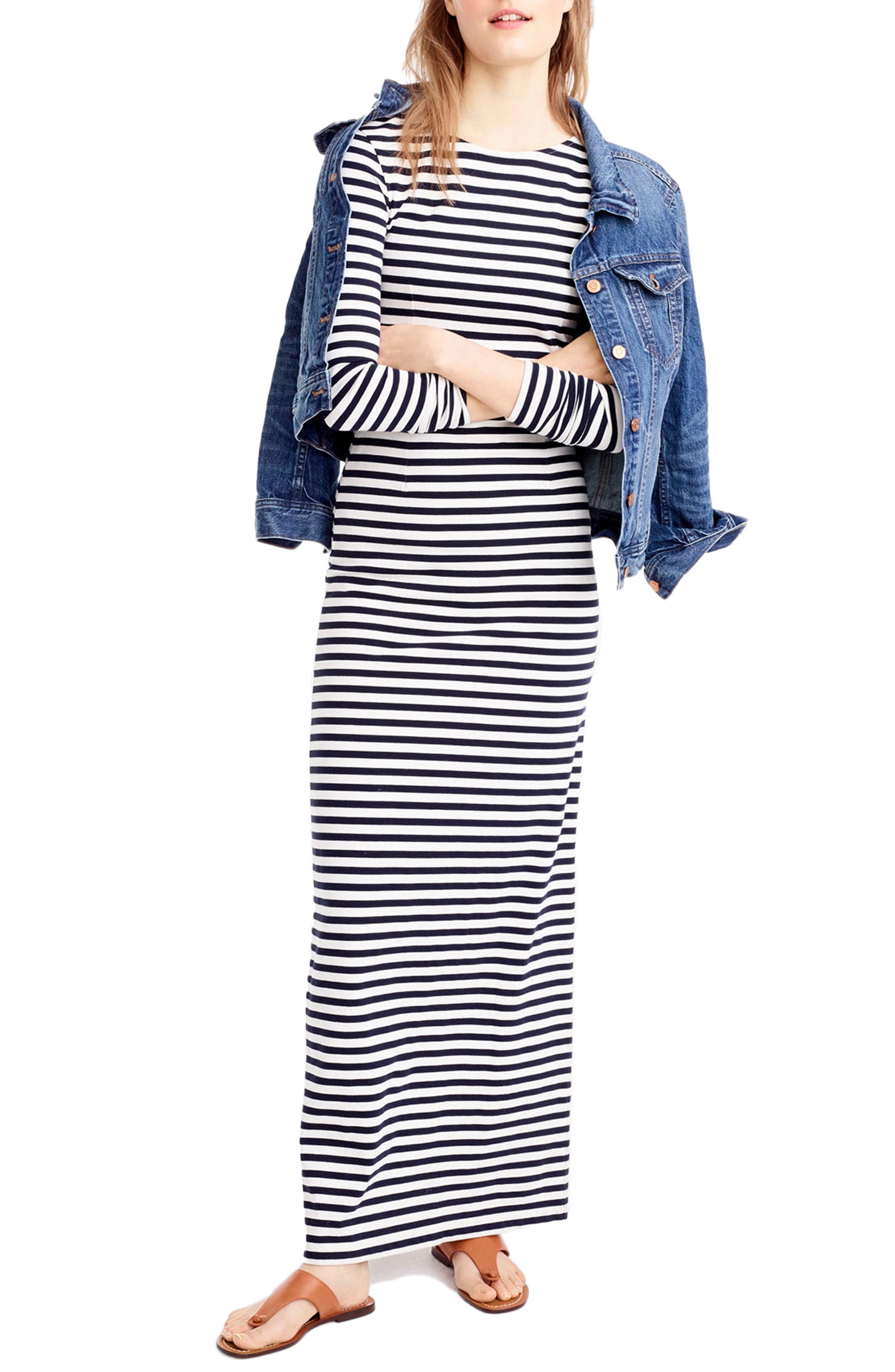 J.Crew Long Sleeve Stripe Maxi Dress Nordstrom