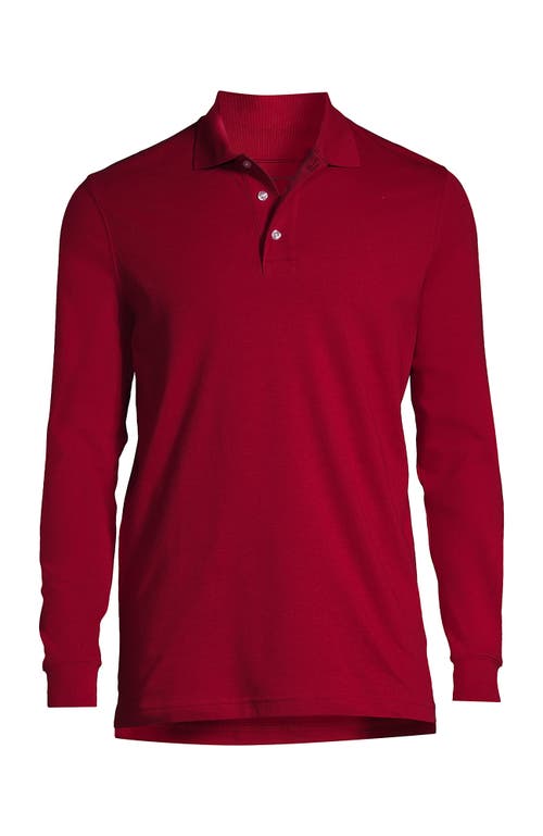 Lands' End School Uniform Long Sleeve Interlock Polo Shirt In Red