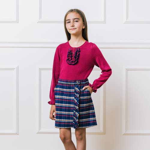 Shop Hope & Henry Girls' Flannel Ruffle Skirt, Kids In Navy Autumn Plaid