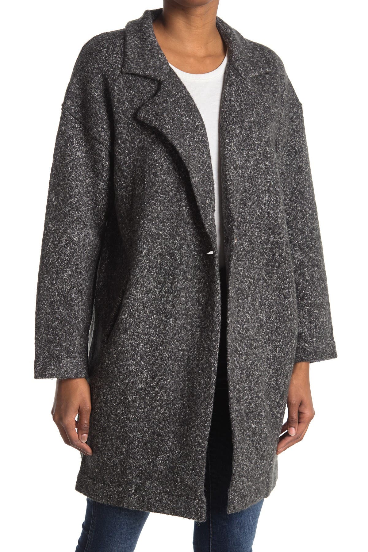 notch collar long cardigan