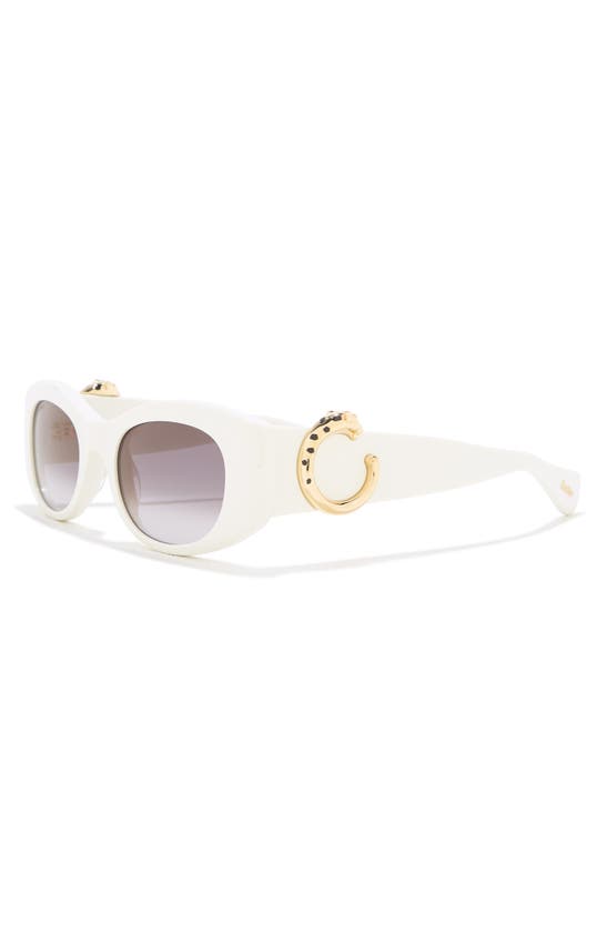 Shop Cartier 51mm Polarized Cat Eye Sunglasses In White