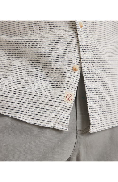Marine Layer Selvage Striped Long Sleeve Button Front Shirt In Natural/black Stripe