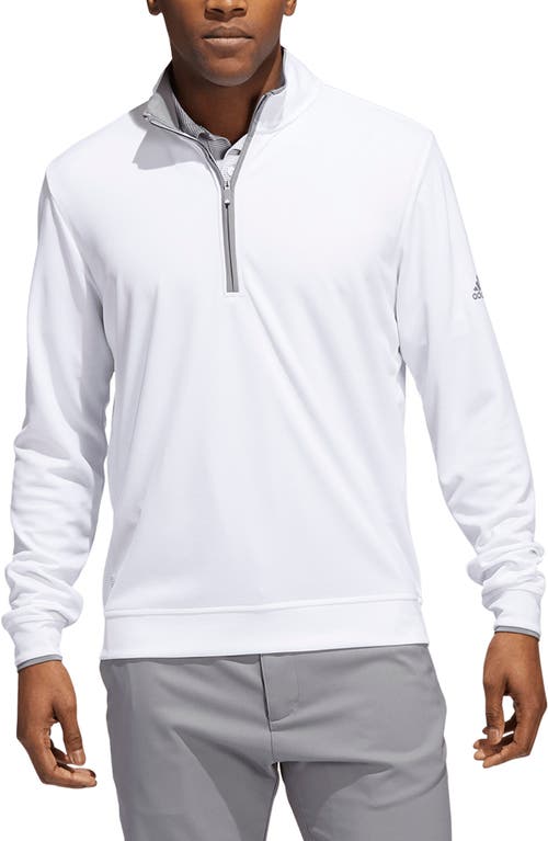 adidas Golf Recycled Polyester Half Zip Pullover in White/Grey Three