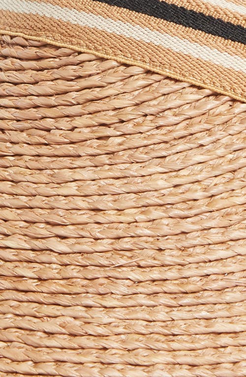 Helen Kaminski Bianca Raffia Visor In Nougat/black Stripe