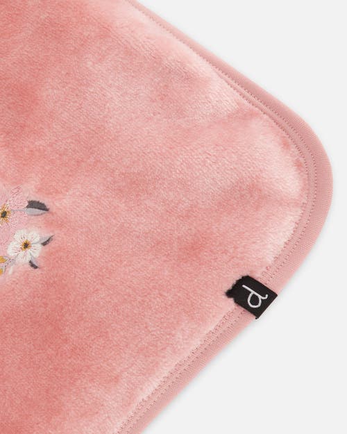 Shop Deux Par Deux Baby Girl's Plush Blanket With Embroidery Light Pink In Silver Pink