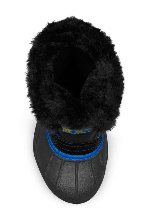 Shop Sorel Kids' Snow Commander Insulated Waterproof Boot In Black/super Blue