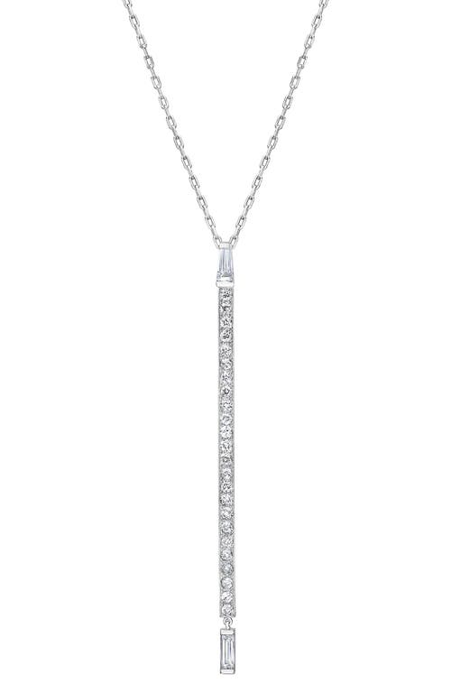 Baguette Diamond Deco Bar Pendant Necklace in Platinum
