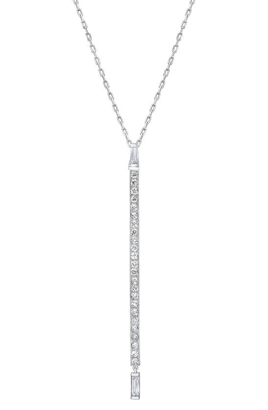 Shop Mindi Mond Baguette Diamond Deco Bar Pendant Necklace In Platinum