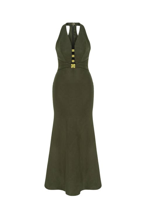 Nocturne Cut-Out Midi Dress in Khaki at Nordstrom