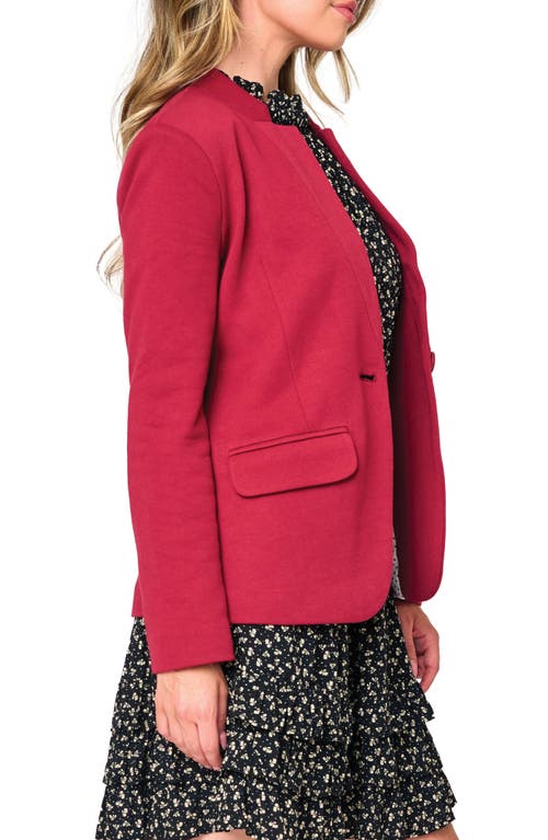 Gibsonlook Inverted Notch Collar Cotton Blend Knit Blazer In Cranberry