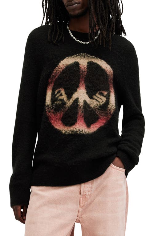 Shop Allsaints Peace Wool & Alpaca Blend Crewneck Sweater In Black