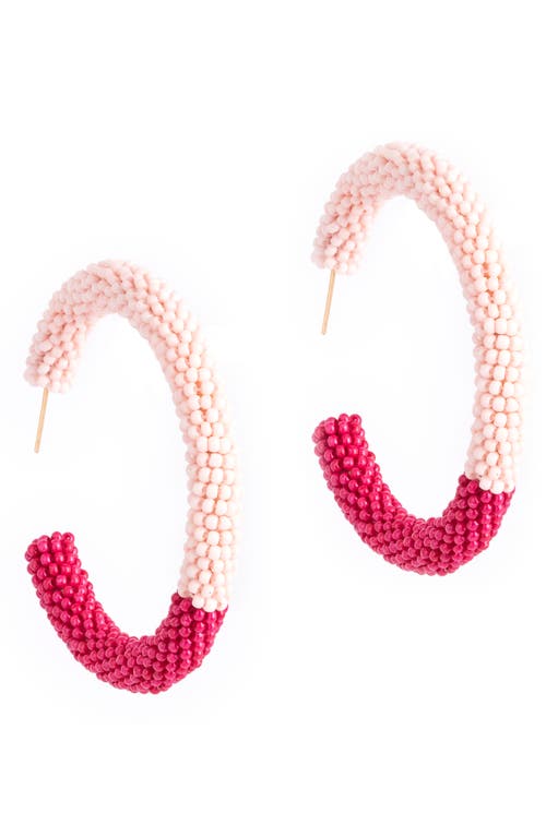 Nixie Colorblock Bead Hoop Earrings in Fuchsia