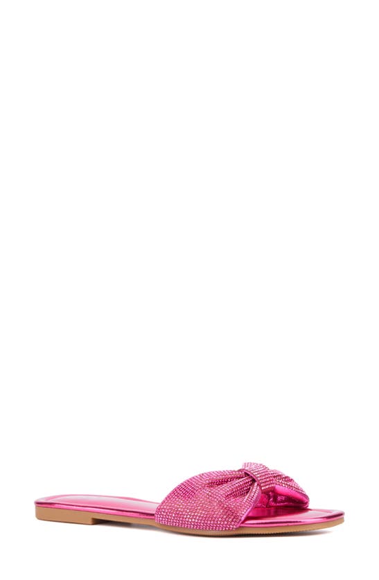 Shop New York And Company Karli Rhinestone Slide Sandal In Pink