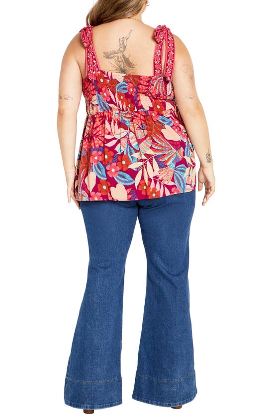 City Chic Paradiso Print Tie Strap Peplum Tank In Paridiso