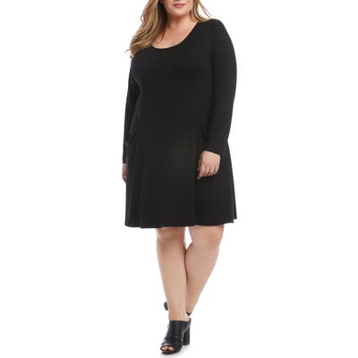 Plus Size Karen Kane Scoop Neck Pocket Dress, Black