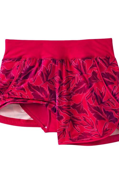 Shop Lands' End 5" Quick Dry Elastic Waist Board Shorts Swim Cover-up Shorts With Panty In Scarlet Abstract Leaf