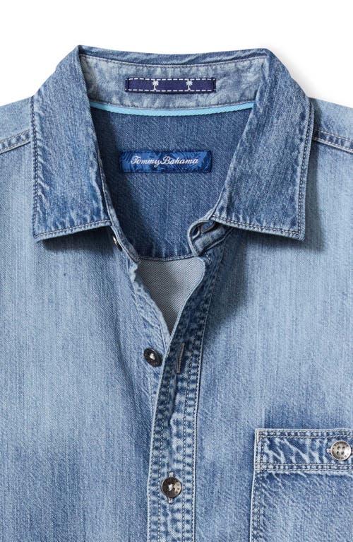 Shop Tommy Bahama Palm Reflections Chambray Shirt In Blue Jean