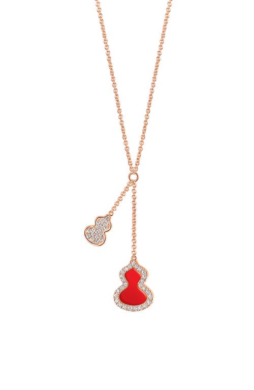 Wulu Red Agate & Diamond Pendant Necklace in Rose Gold