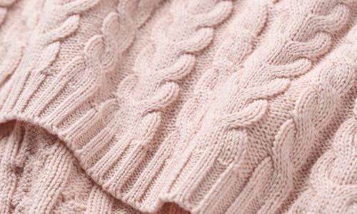 Elegant Baby Horseshoe Cable Knit Cotton Blanket In Pink