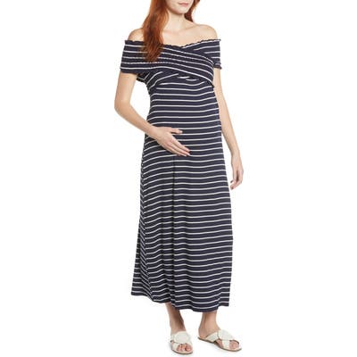 Maternal America Crisscross Off The Shoulder Maxi Maternity Dress