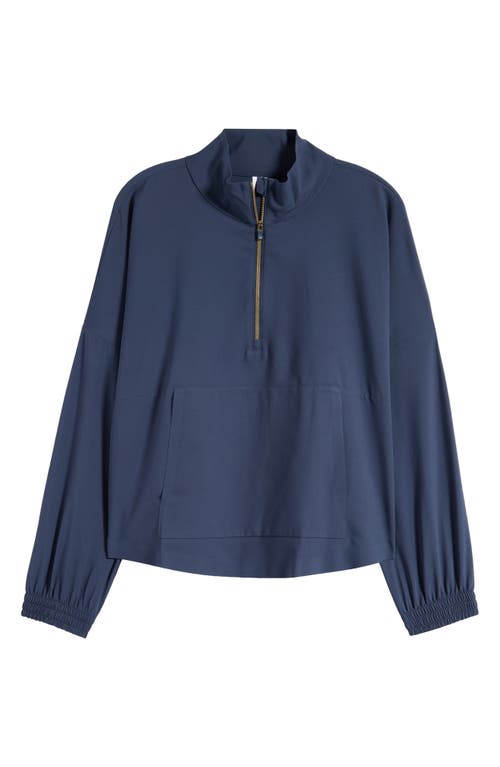 Rhone Mirage Water-repellent Half-zip Jacket In Navy Blue